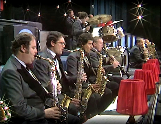 Saxophone players on stage